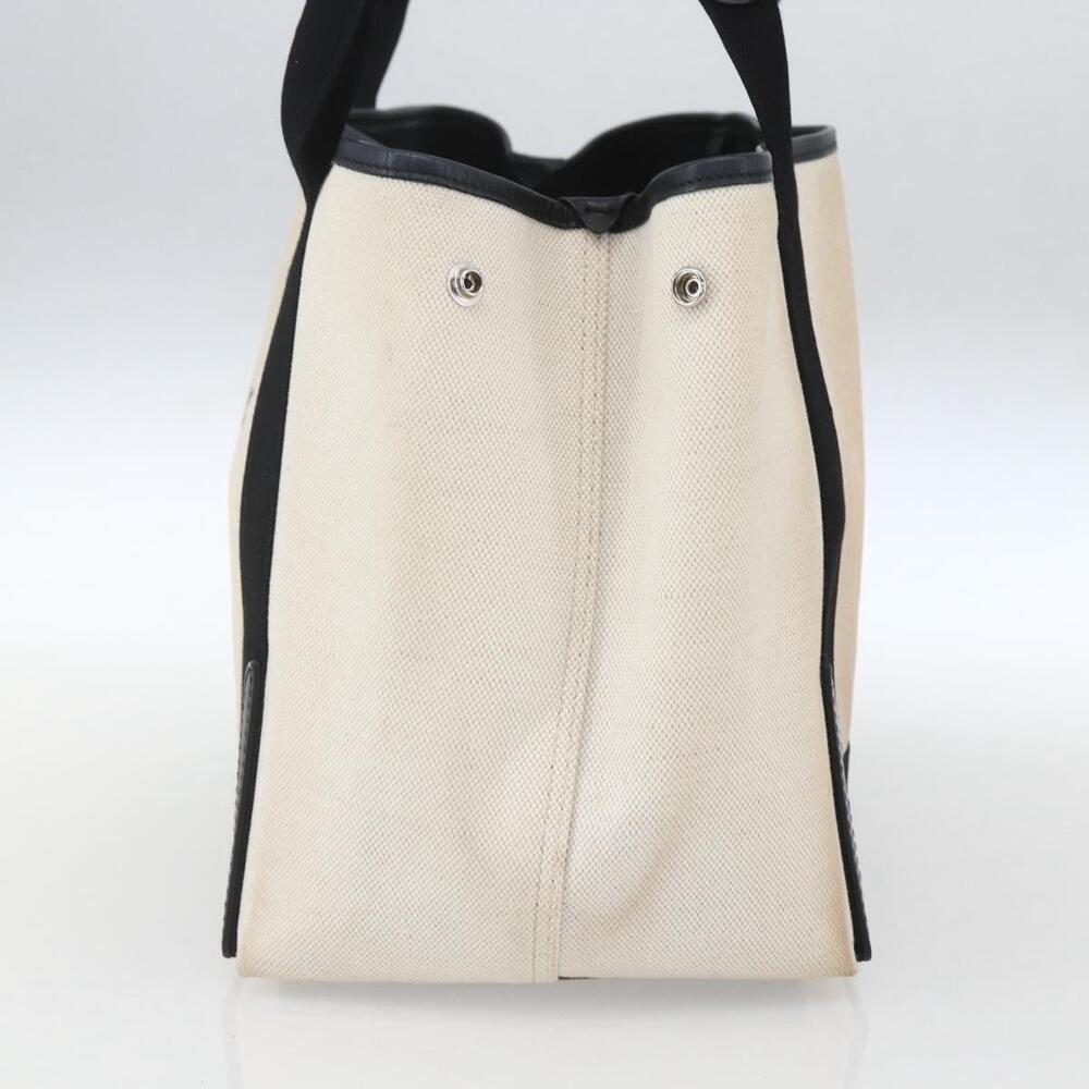 BALENCIAGA Navy kabas M Hand Bag Canvas White Black Silver 339933 Auth BA9416 - Picture 4 of 16